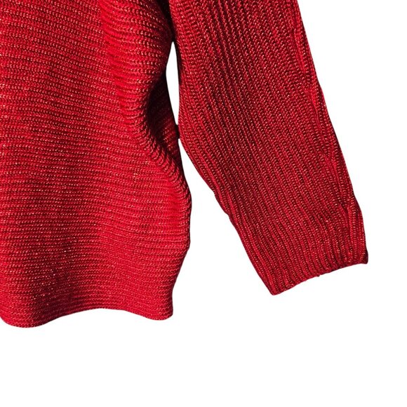 Ralph Lauren Plus-Size Dolman Sleeve Boatneck Sweater 3X Metallic Red Holidays - Picture 3 of 13